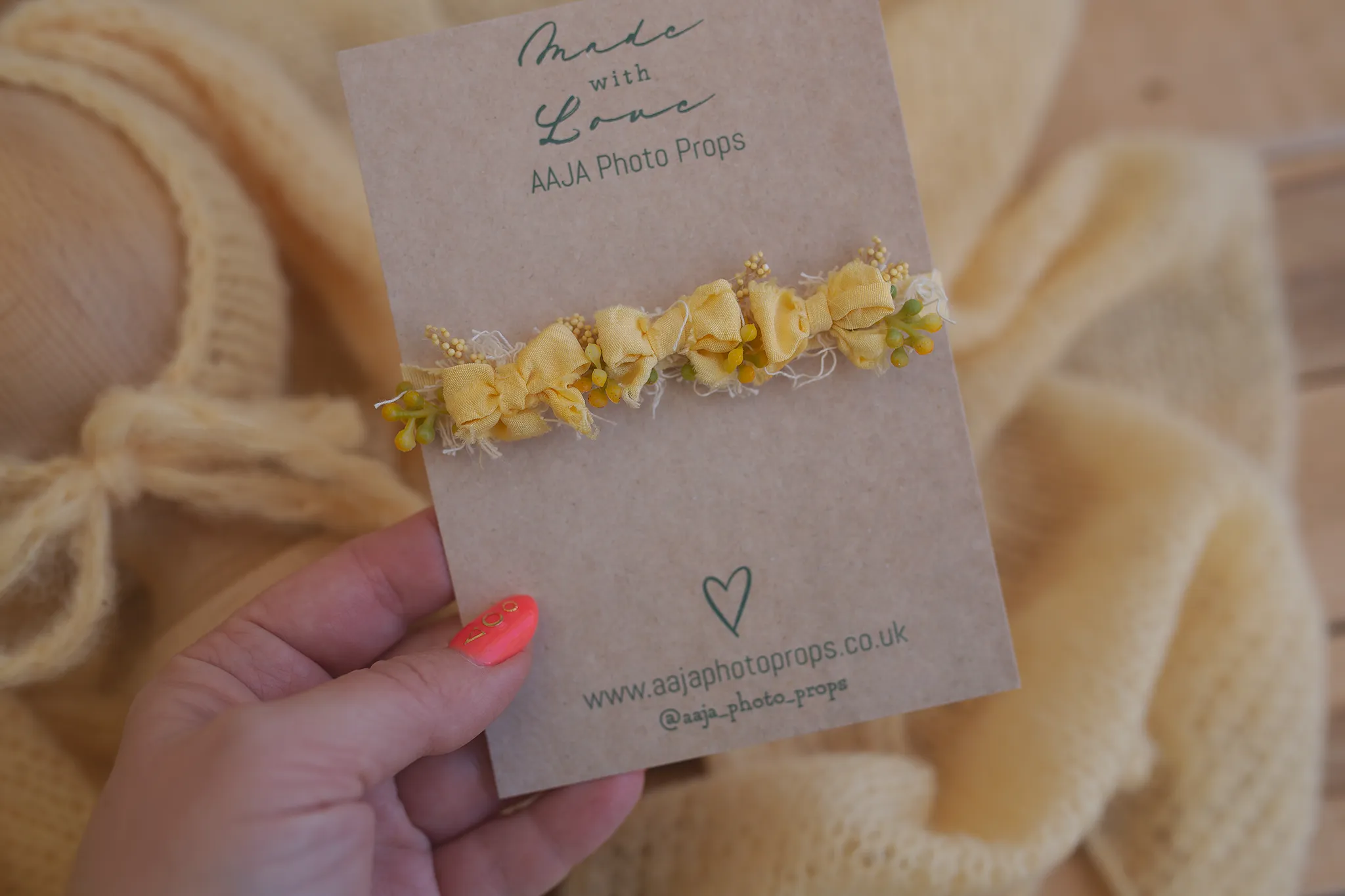 Baby newborn bunny bonnet, long wrap, tieback set, lemon yellow, made to order