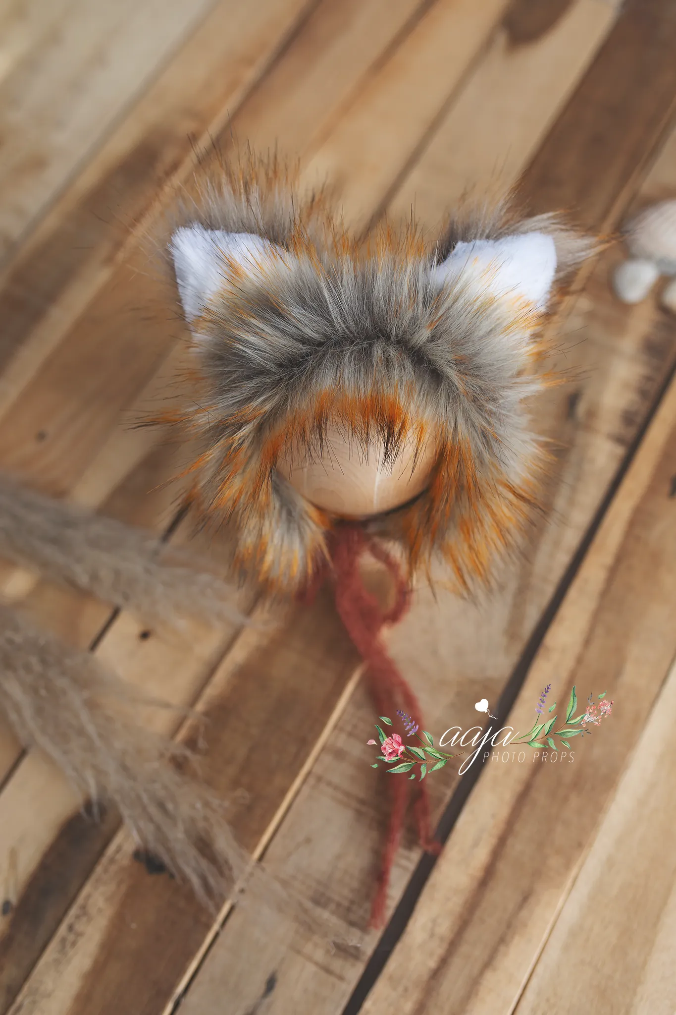 Baby newborn fox bonnet and wrap set, burnt orange, rust, RTS