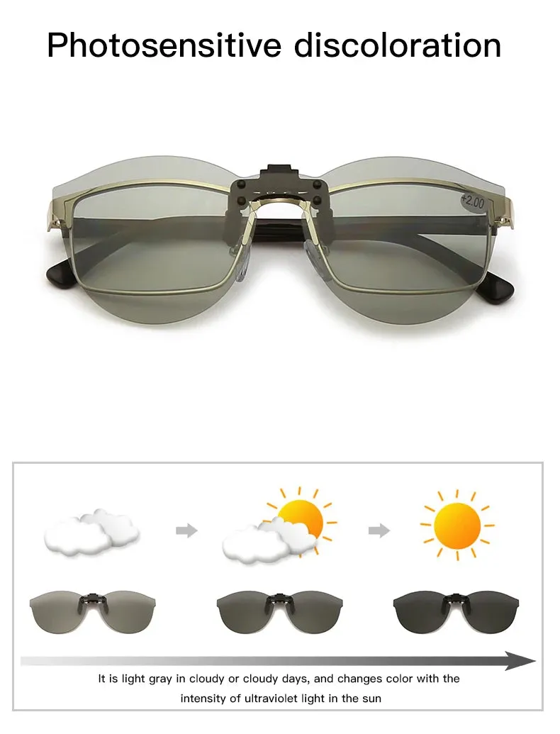 HOOLDW Men Polarized Clip On Sunglasses Women Cat Eye Photochromic Sun glasses Night Vision Glasses Anti Glare Driving Eyewear