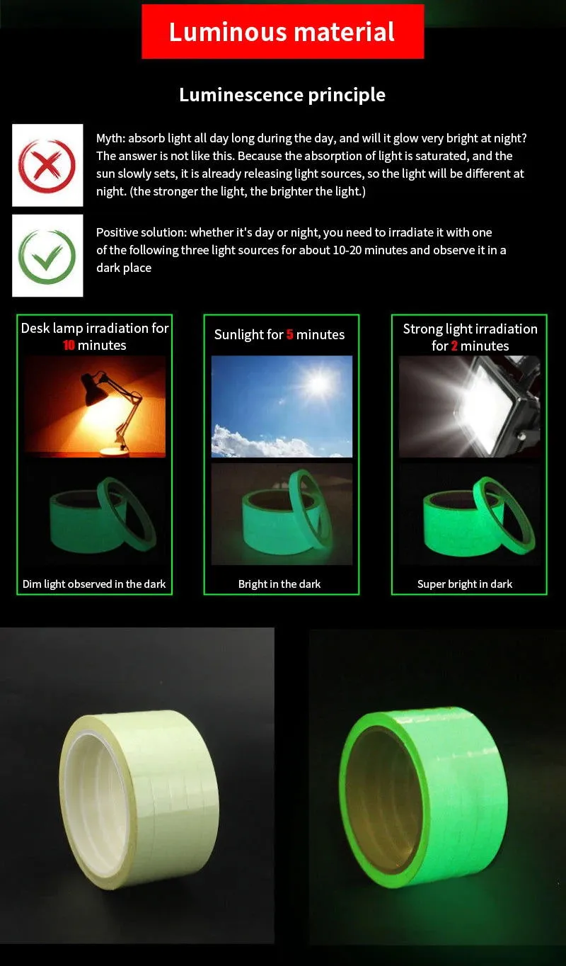 Luminous Tape Self-adhesive Night Vision Glow In Dark Safety Warning Reflective Sticker Home Decorations Tape Adhesive
