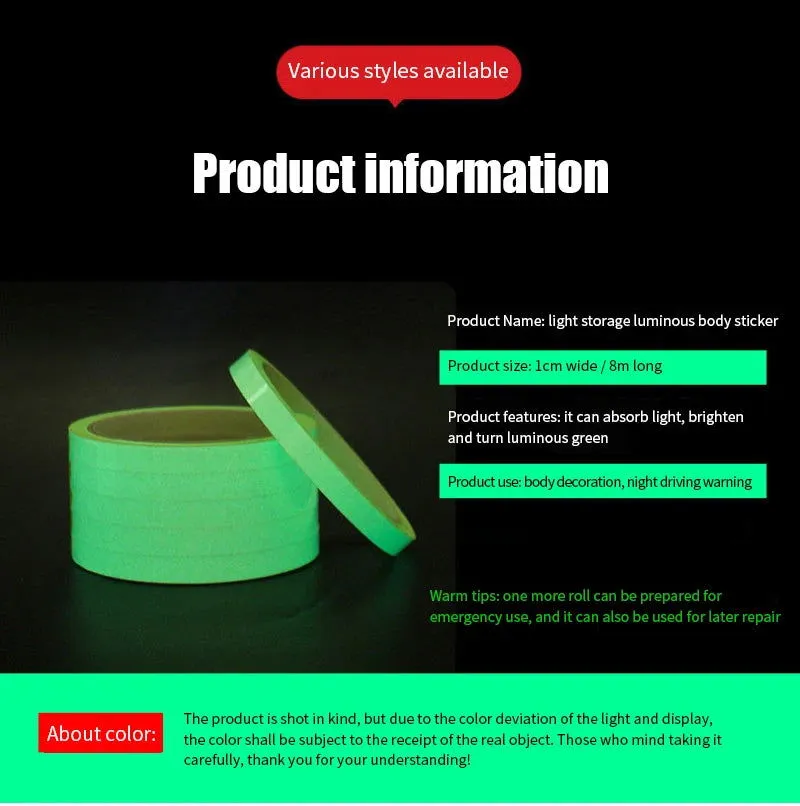 Luminous Tape Self-adhesive Night Vision Glow In Dark Safety Warning Reflective Sticker Home Decorations Tape Adhesive