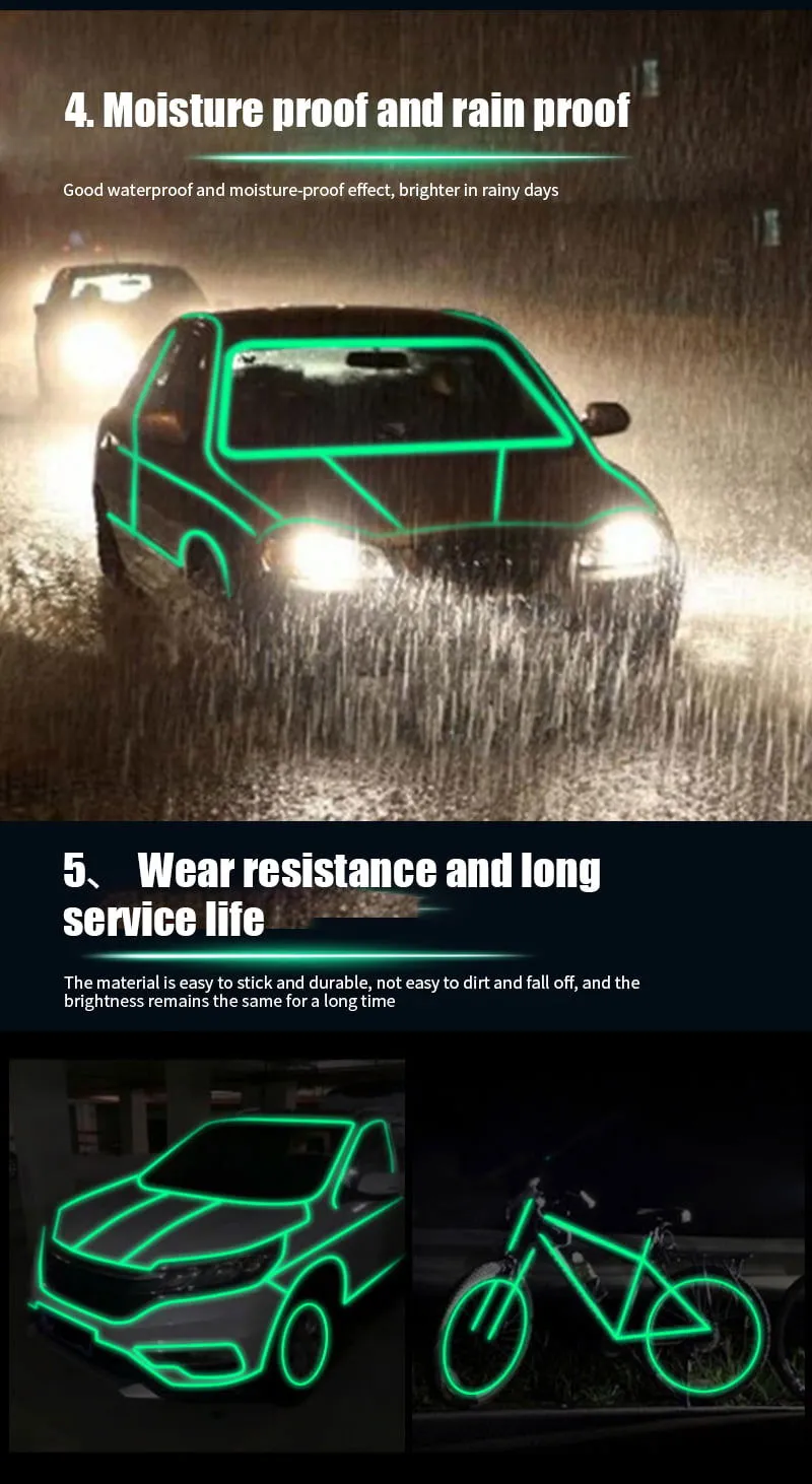Luminous Tape Self-adhesive Night Vision Glow In Dark Safety Warning Reflective Sticker Home Decorations Tape Adhesive