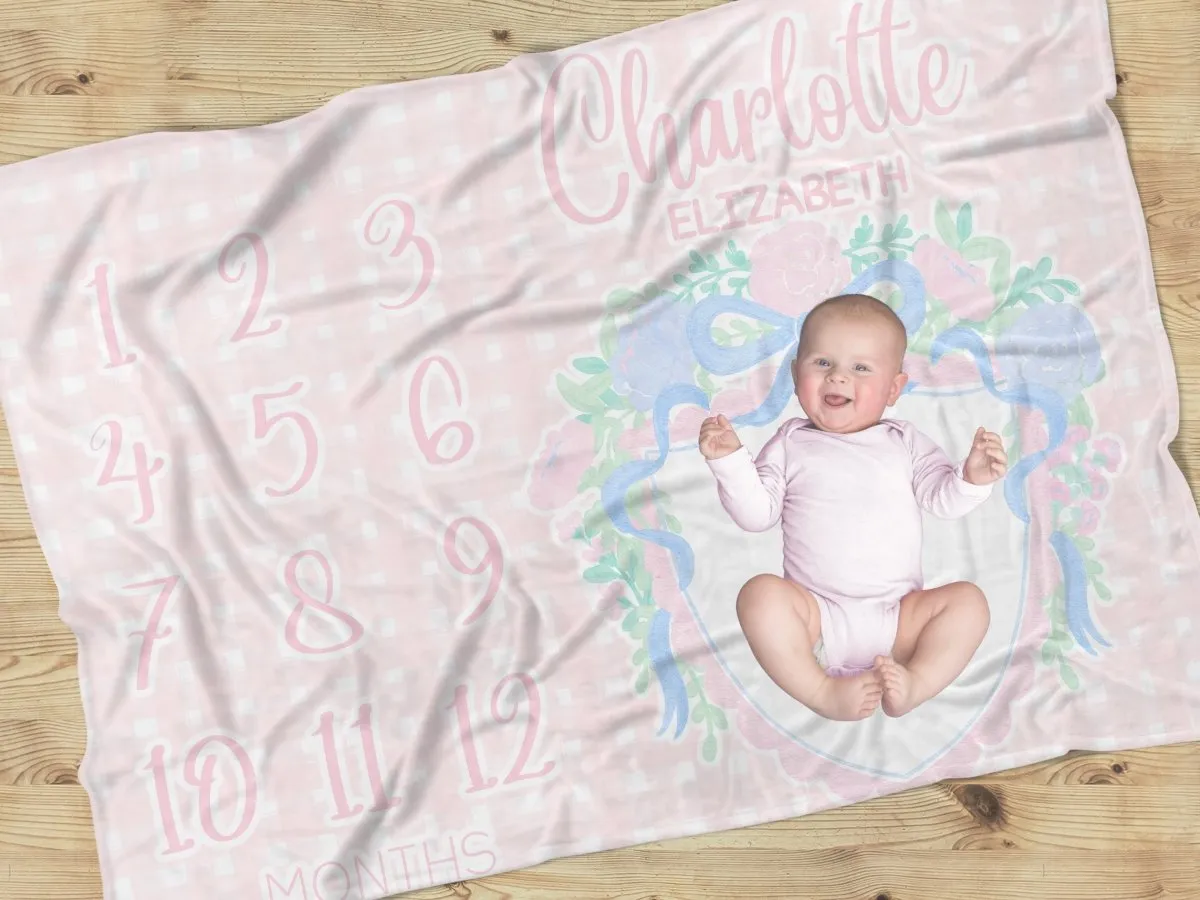 Milestone Blanket | Grandmillennial Crest