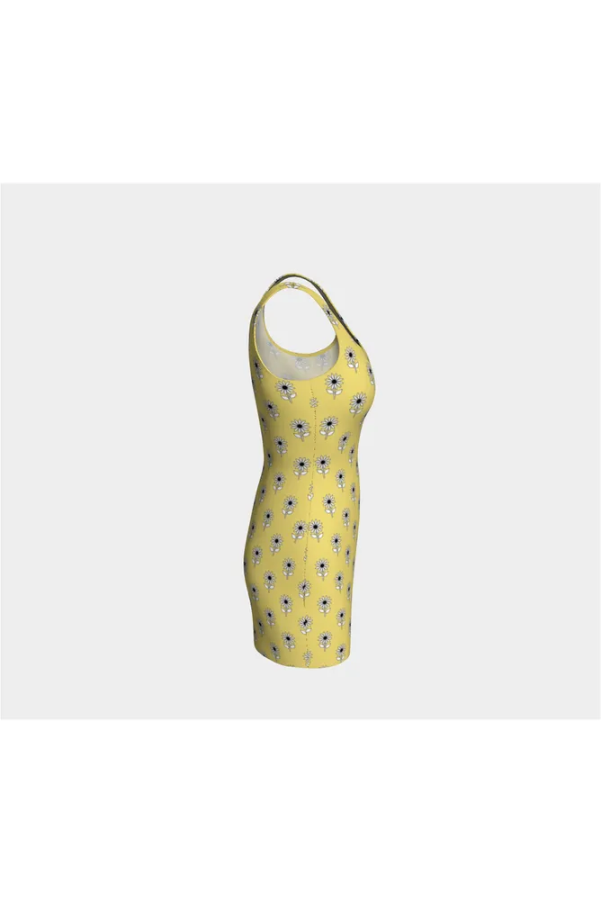 Pale Yellow Floral Bodycon Dress