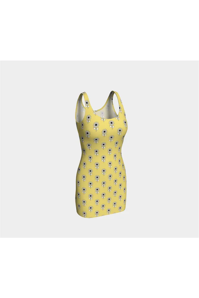 Pale Yellow Floral Bodycon Dress
