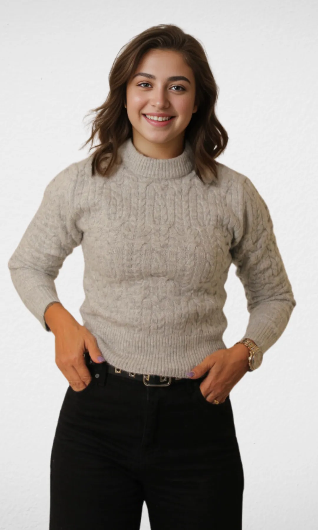 Round Collar Grey Pullover