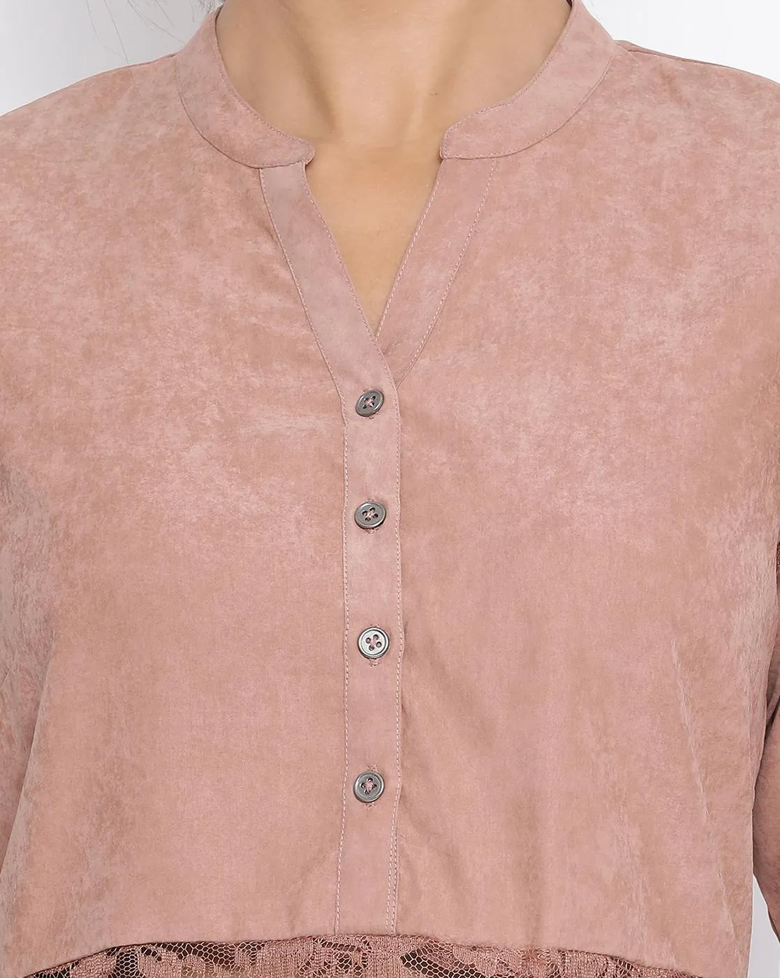 Rust Top With Net And Lace At Waist