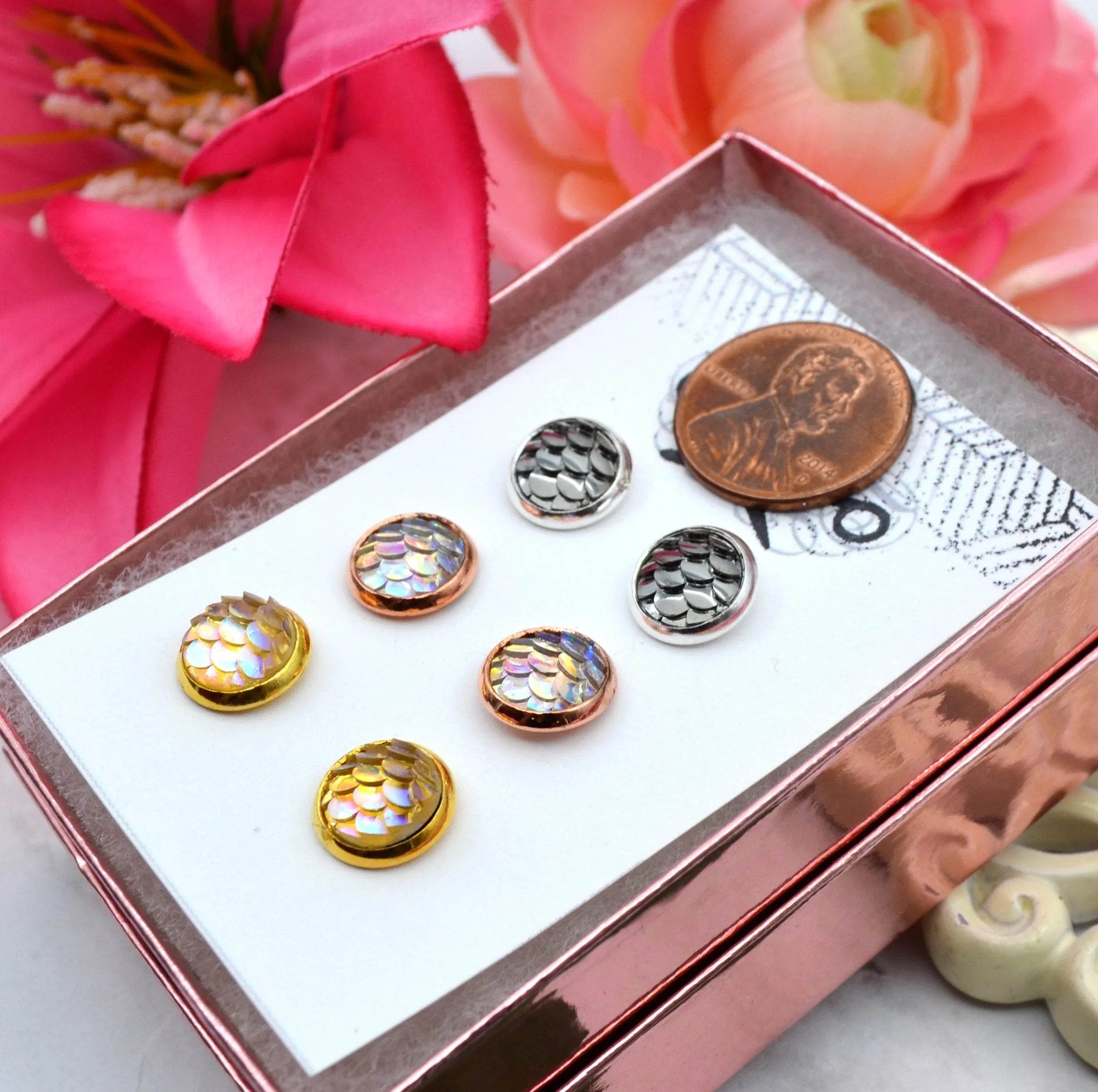 SALE Mixed Metal Mermaid Stud Earring Set - 3 Pack