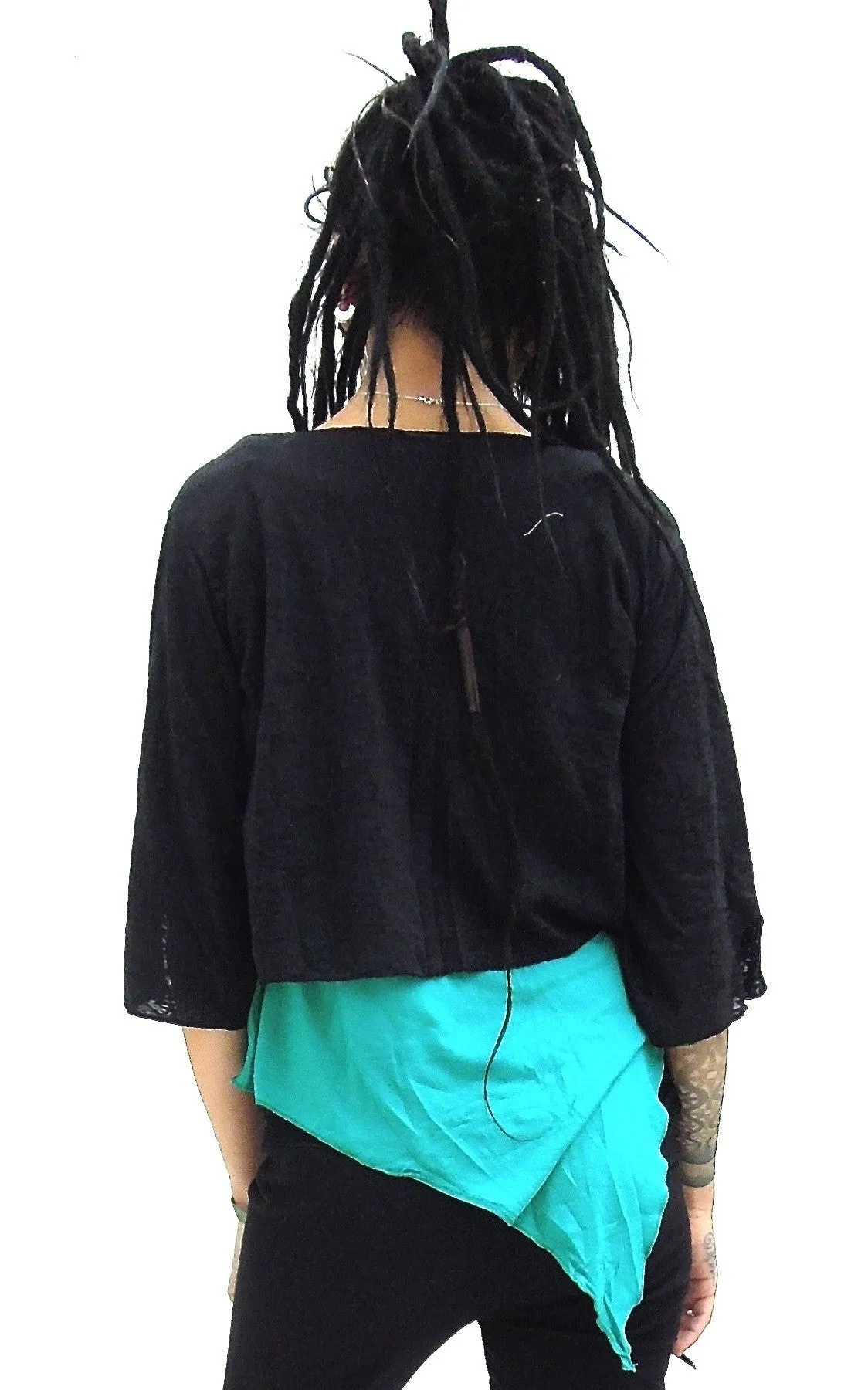 Sheer tie-up cropped Shrug