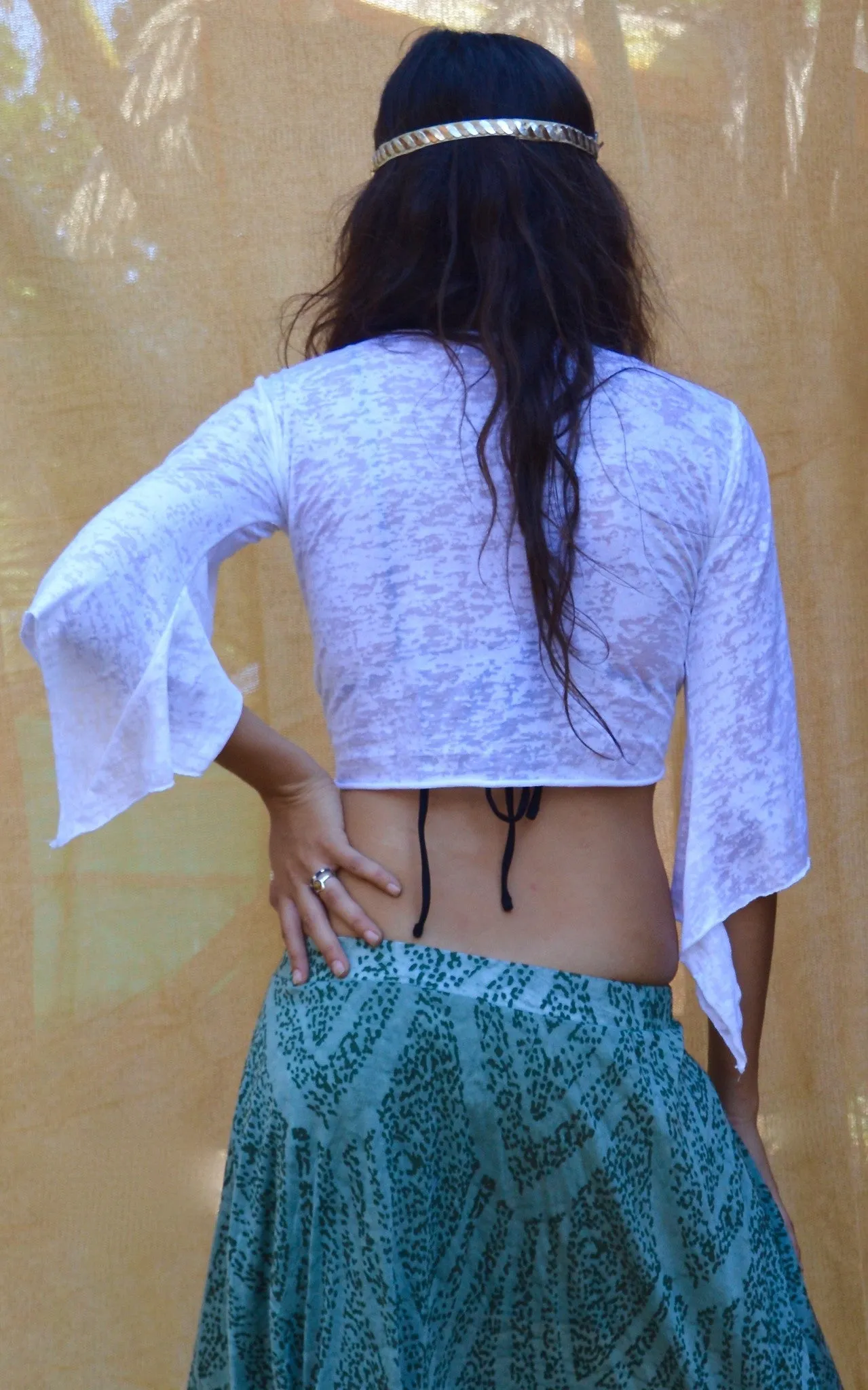 Sheer tie-up cropped Shrug