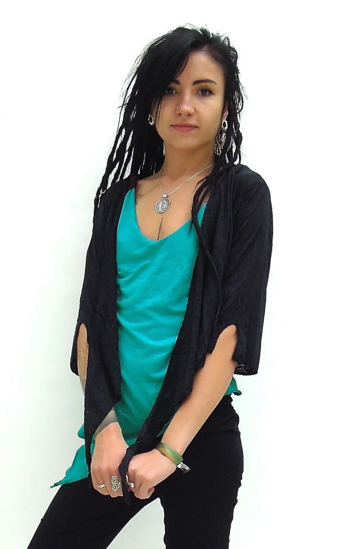 Sheer tie-up cropped Shrug