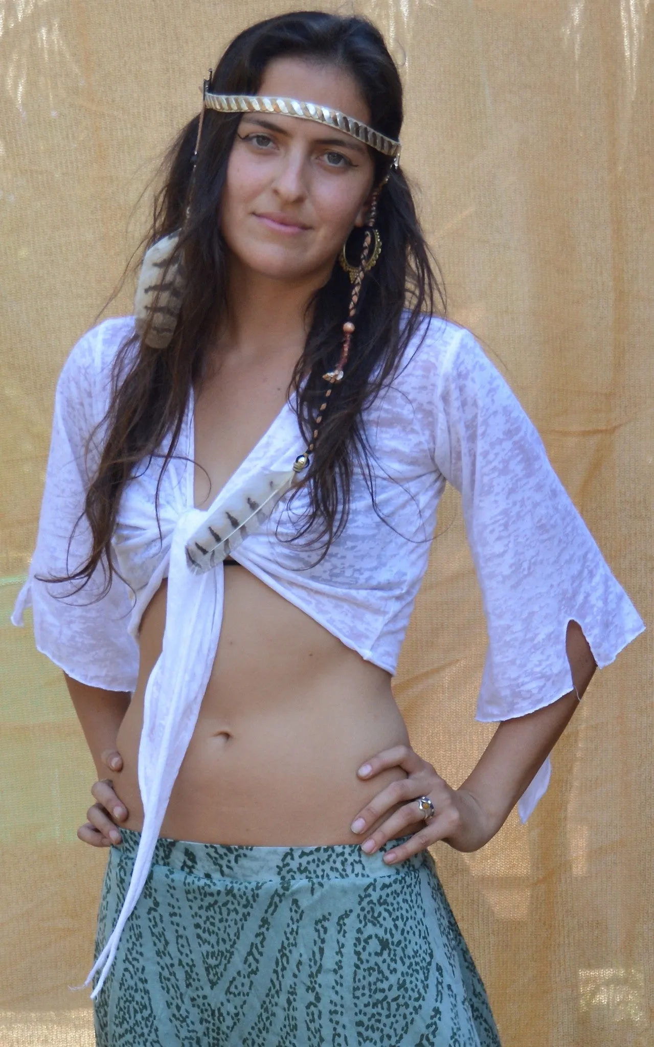 Sheer tie-up cropped Shrug