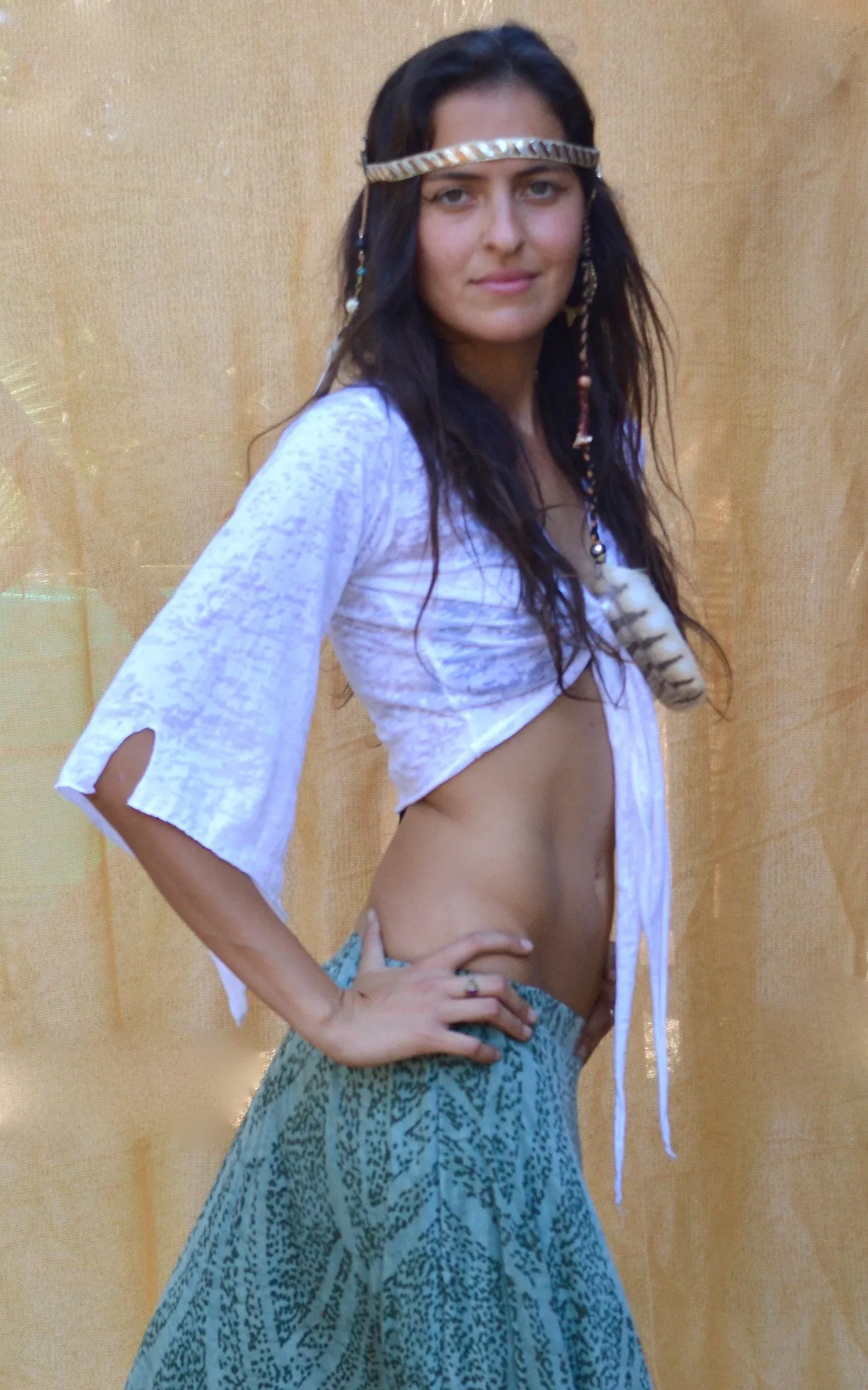 Sheer tie-up cropped Shrug