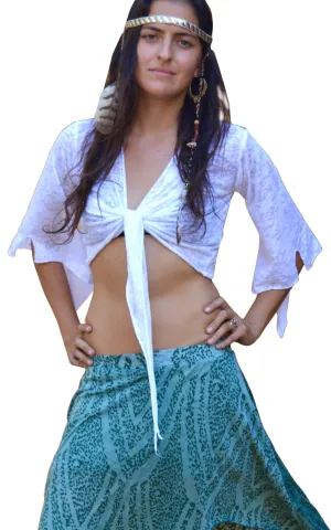 Sheer tie-up cropped Shrug