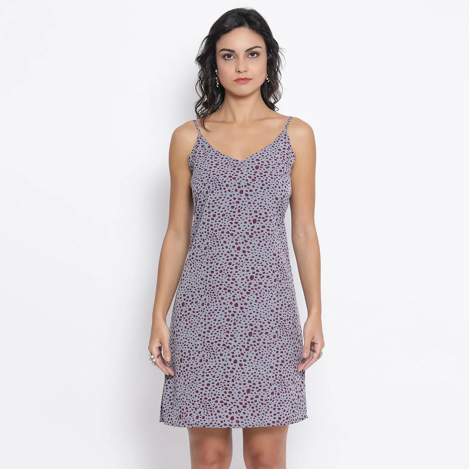 Teal Blue Animal Print Spaghetti Dress