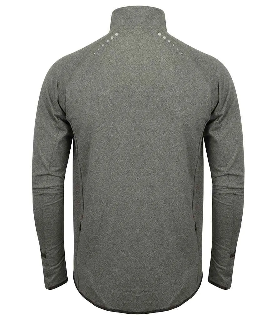 Tombo Long Sleeve Zip Neck Performance Top | Grey Marl