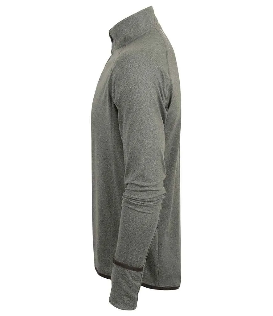 Tombo Long Sleeve Zip Neck Performance Top | Grey Marl
