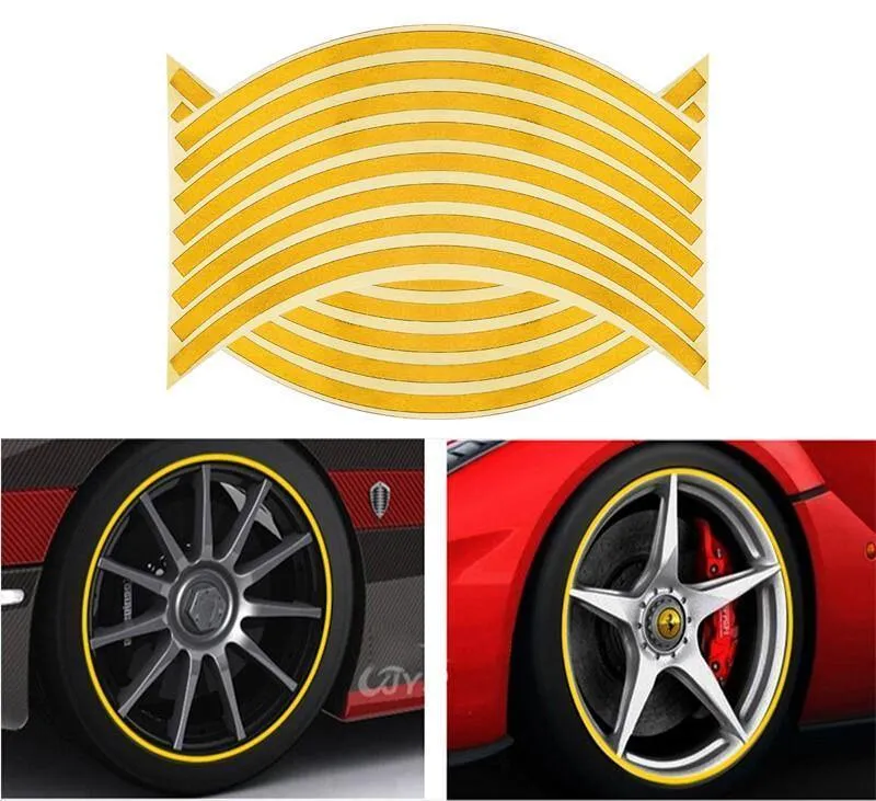 Wheel Hub Decal Sticker Reflective Stripes for 16/17/18 in Motorcycle & Car Rims