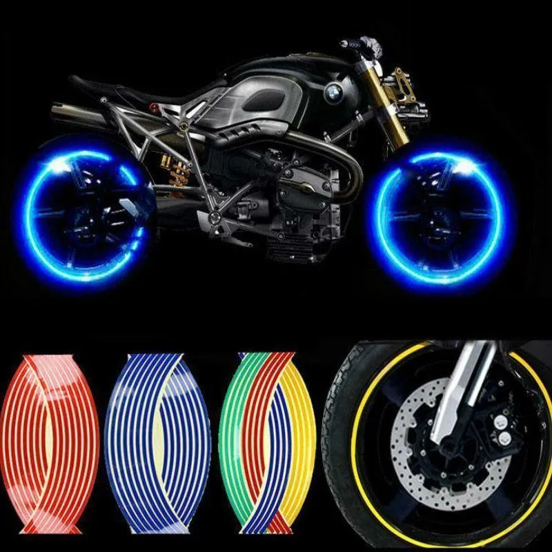 Wheel Hub Decal Sticker Reflective Stripes for 16/17/18 in Motorcycle & Car Rims