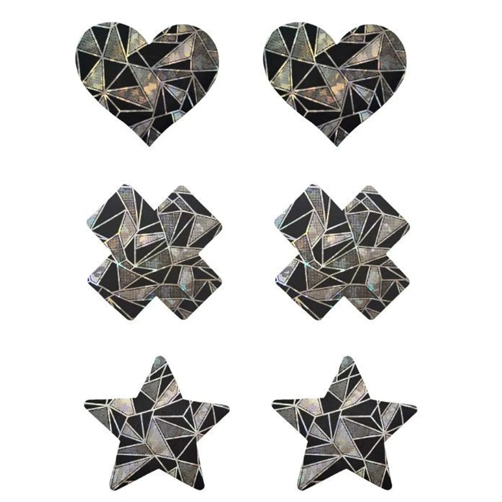 Yomorio 3 Pack Black Reflective Pasties Geometric Nippe Covers Pasties