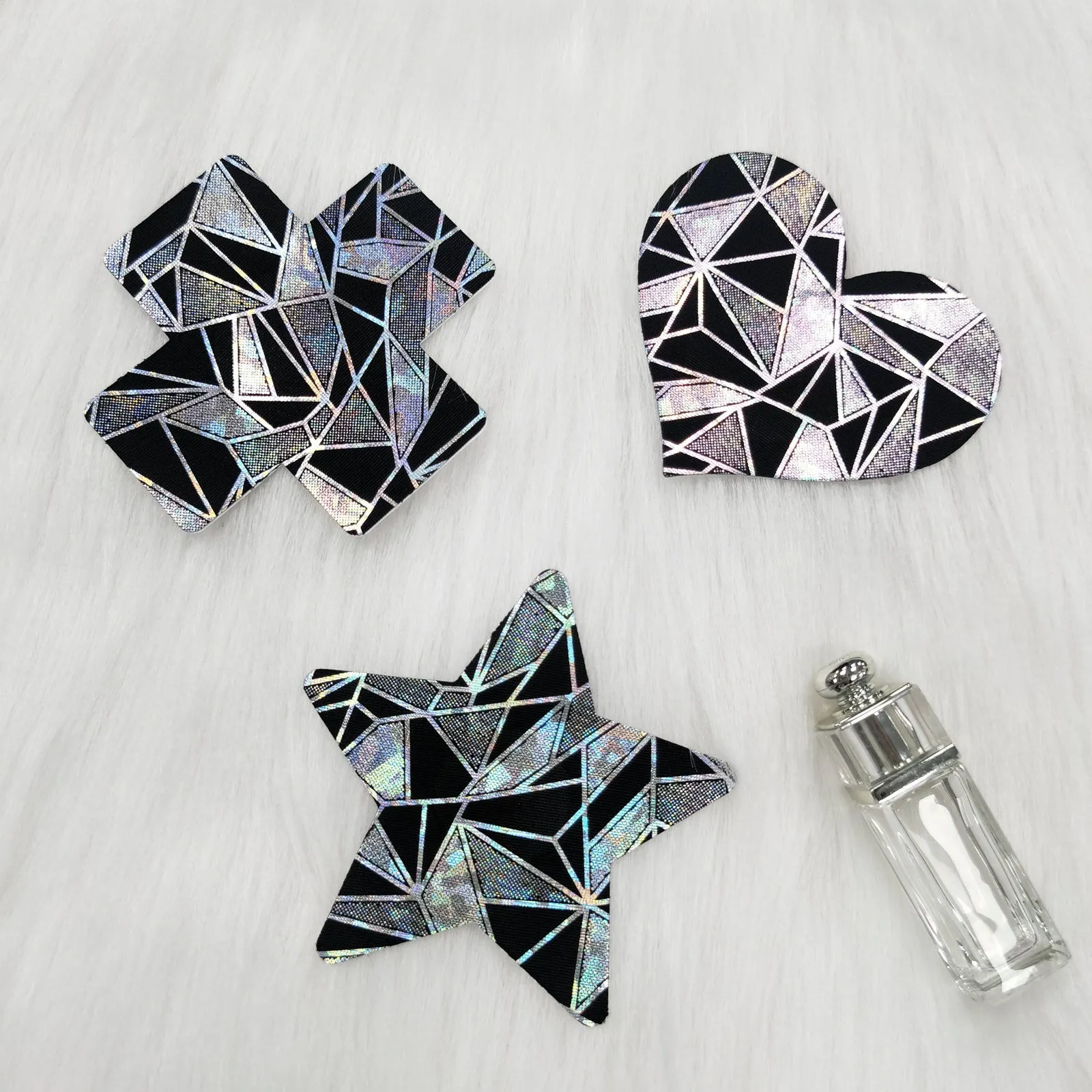 Yomorio 3 Pack Black Reflective Pasties Geometric Nippe Covers Pasties