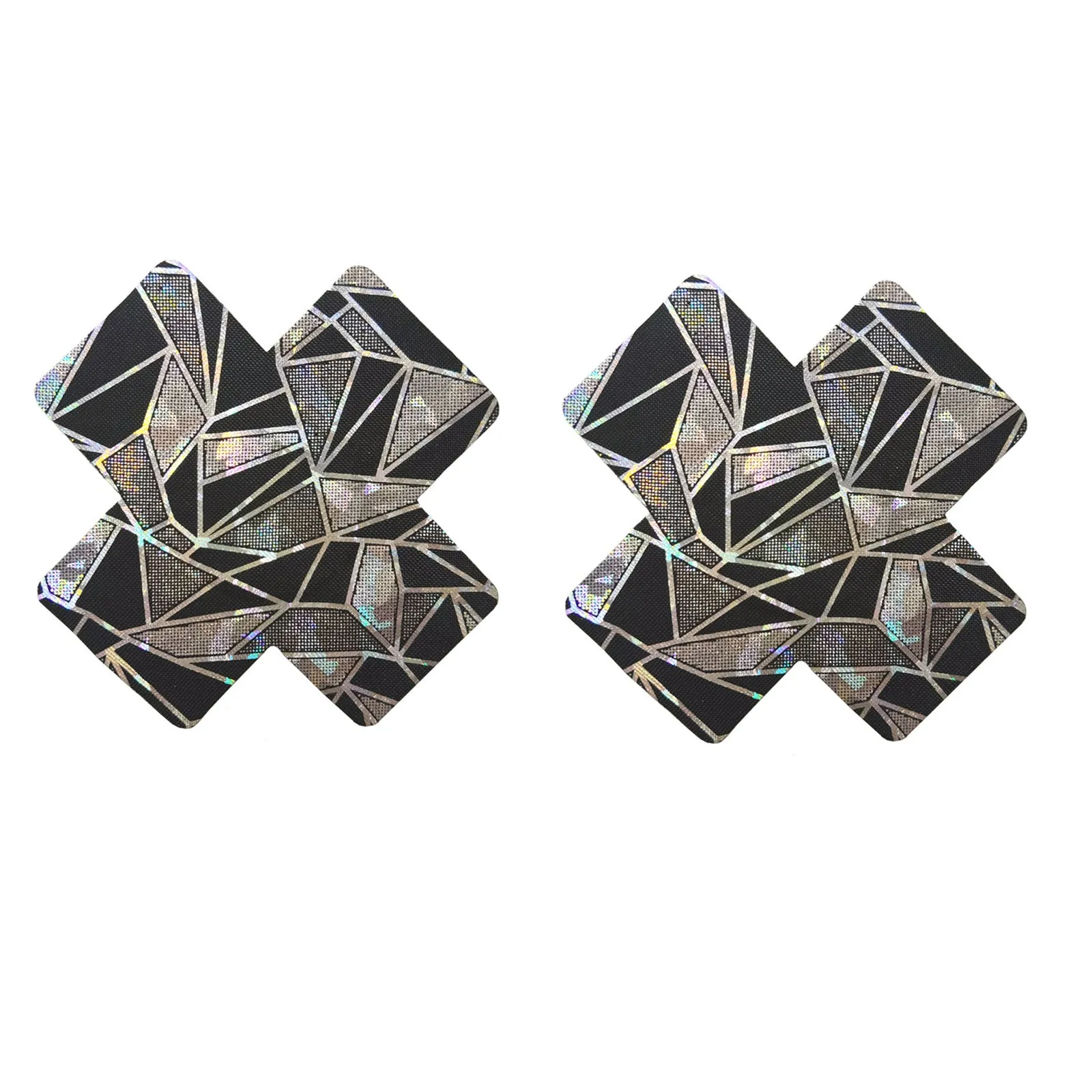 Yomorio 3 Pack Black Reflective Pasties Geometric Nippe Covers Pasties