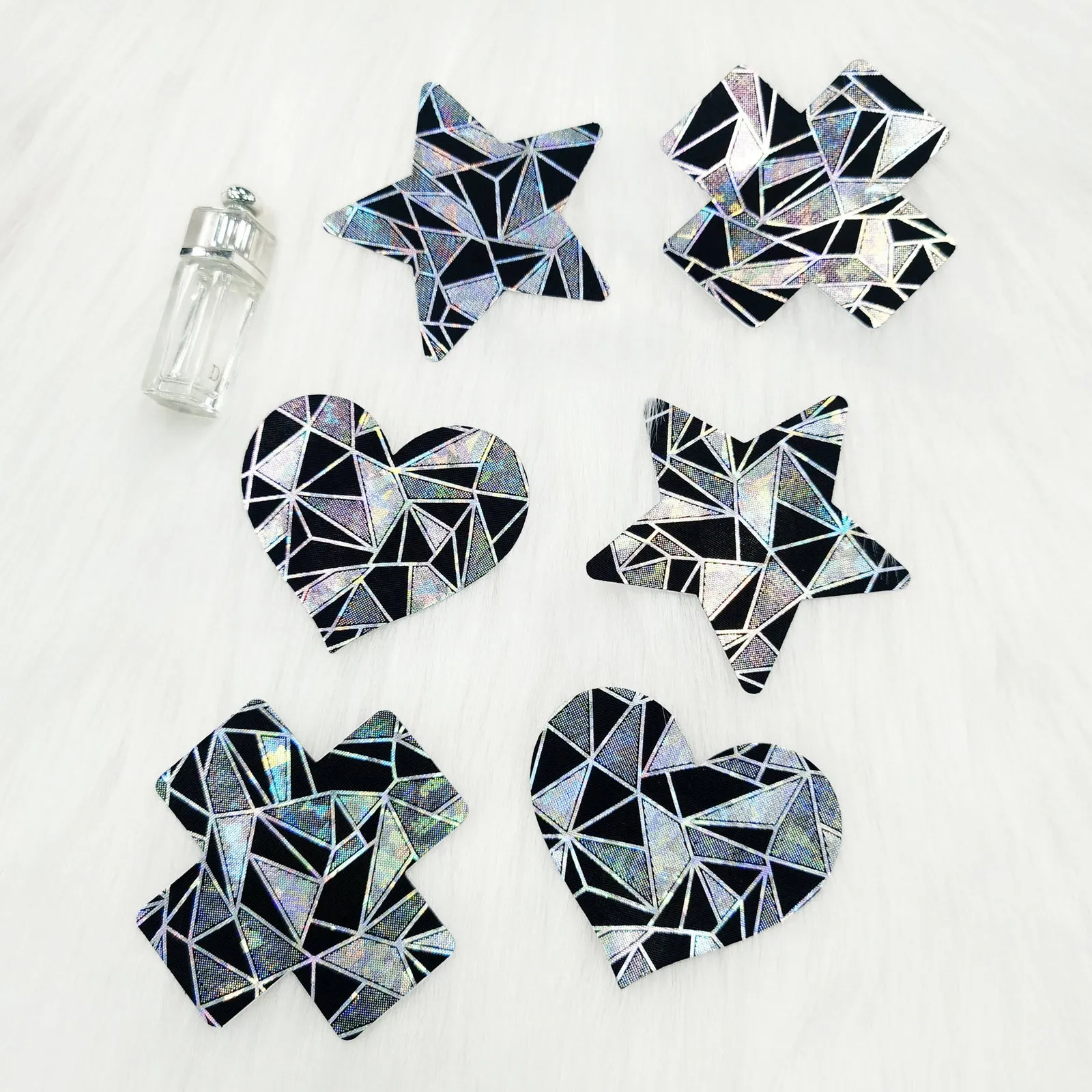 Yomorio 3 Pack Black Reflective Pasties Geometric Nippe Covers Pasties